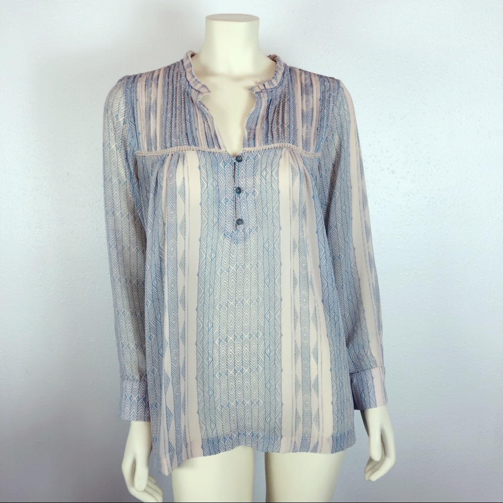 Dolan Sheer Long Sleeve Peasant Boho Hippie Blouse